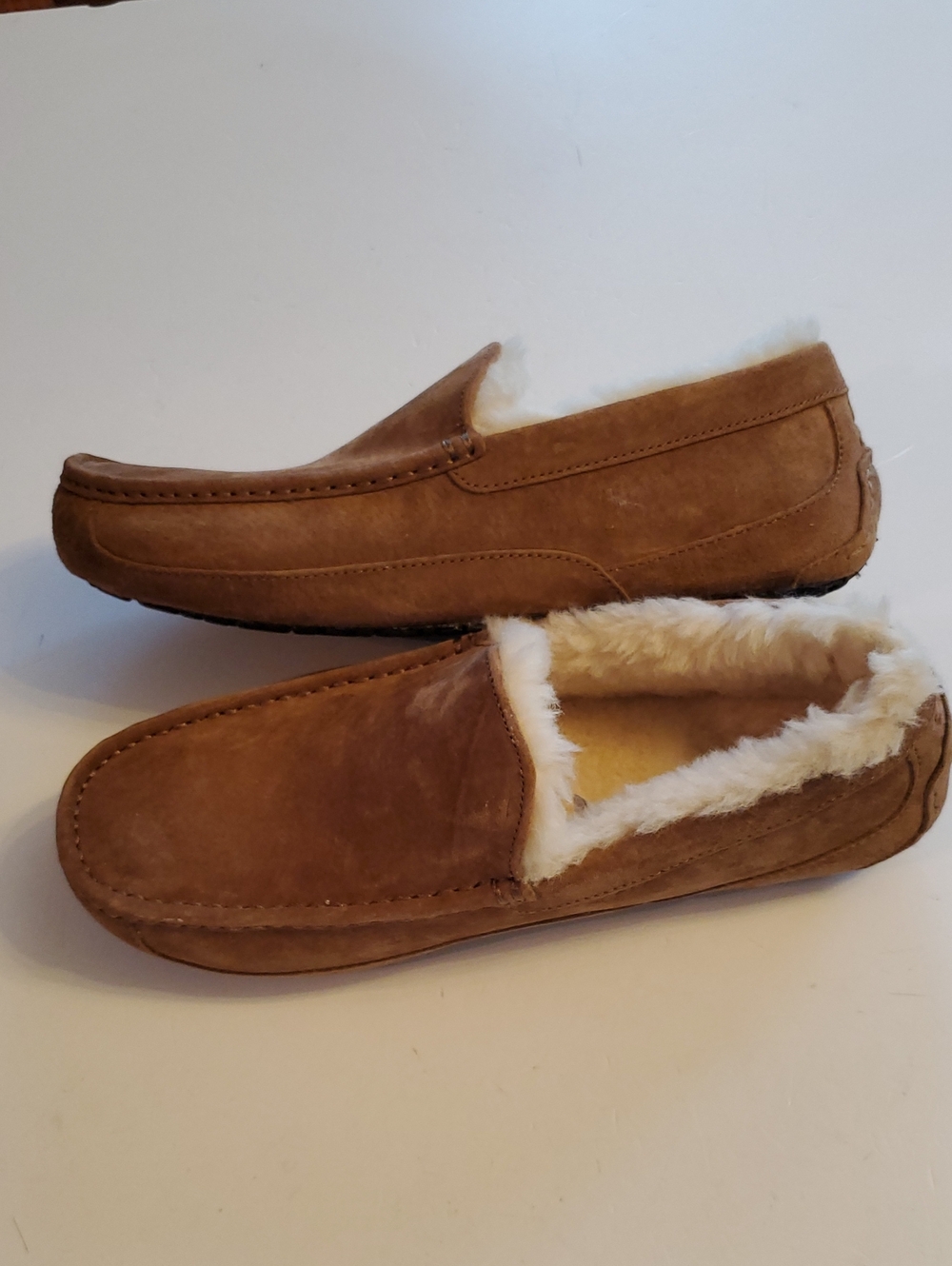 UGG Men's Chestnut Suede Shearling-Lined Slip-On Loafers